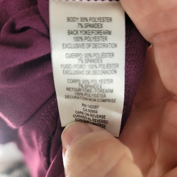 Burgundy V- neck Long sleeve Oversized mesh bell cuffs Tunic Top - Picture 11 of 16